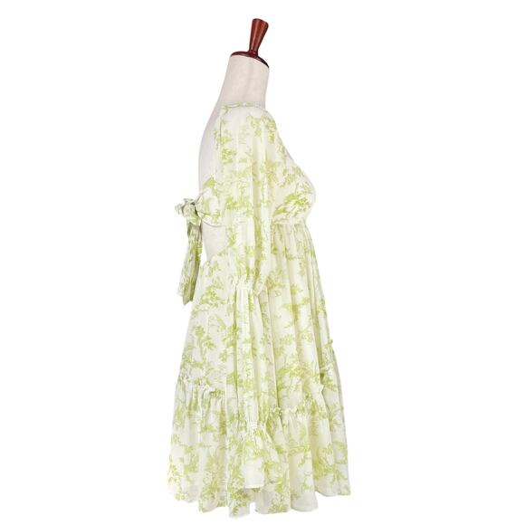URBAN OUTFITTERS Lannette Green Toile Fairy Print Whimsy Elf Mini Dress Size XS - Picture 8 of 11